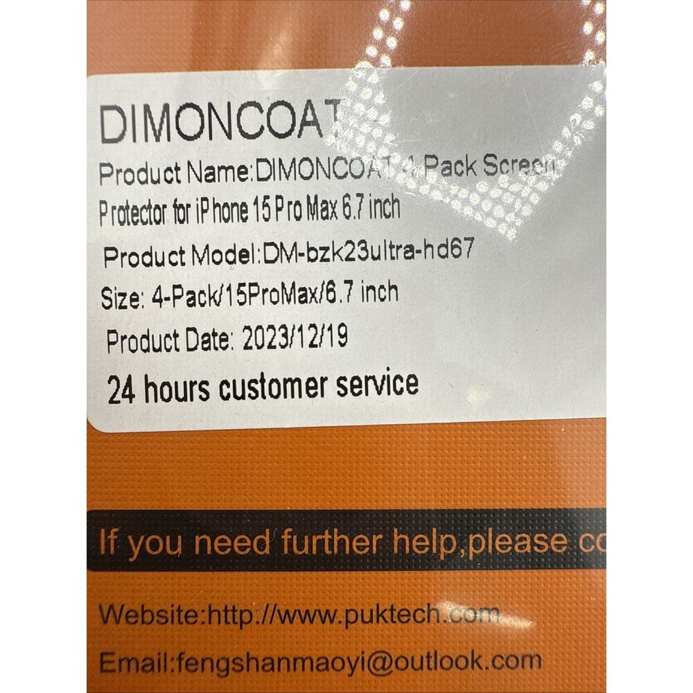 DiMONCOAT 4-PACK Screen Protector for iPhone 15 Pro Max [Auto Alignment Kit] - Picture 2 of 3
